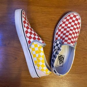 Multi colored checked vans